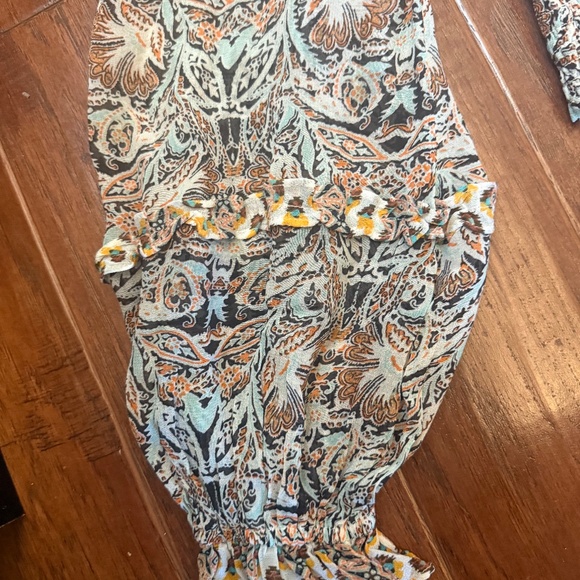 Anthropologie Crop Top Blouse Peasant Surplice V-neck Long Sleeve Boho Small - Picture 3 of 4